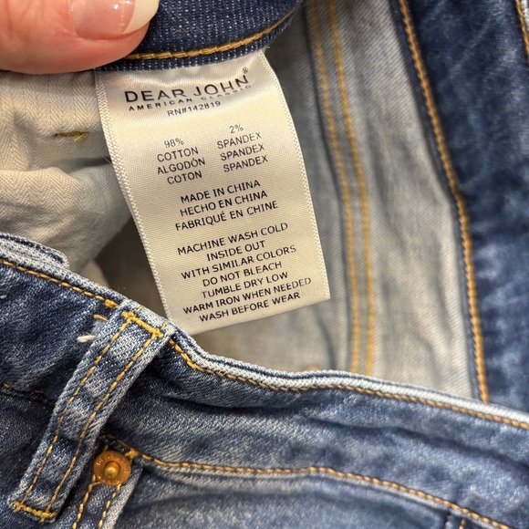 Dear John Blue Ankle Cropped Jeans with Distressed Hem - Picture 4 of 4